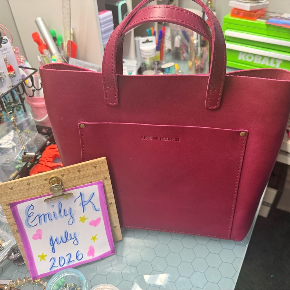 PLG Portland Leather Goods Medium Classic Crossbody Tote in Boysenberry